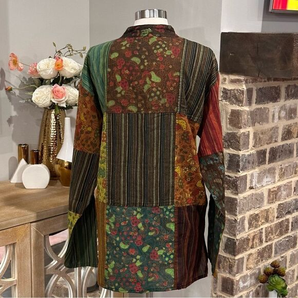 Wicked Dragon Forest Folk Men’s Bohemian Patchwork Shirt in the Size X-Large - Picture 8 of 12